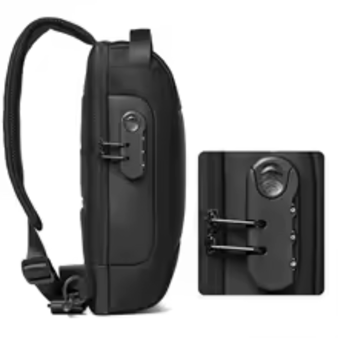 Nexus Pack, bolso cruzado usb para hombre con bloqueo de código antirrobo y localizador GPS