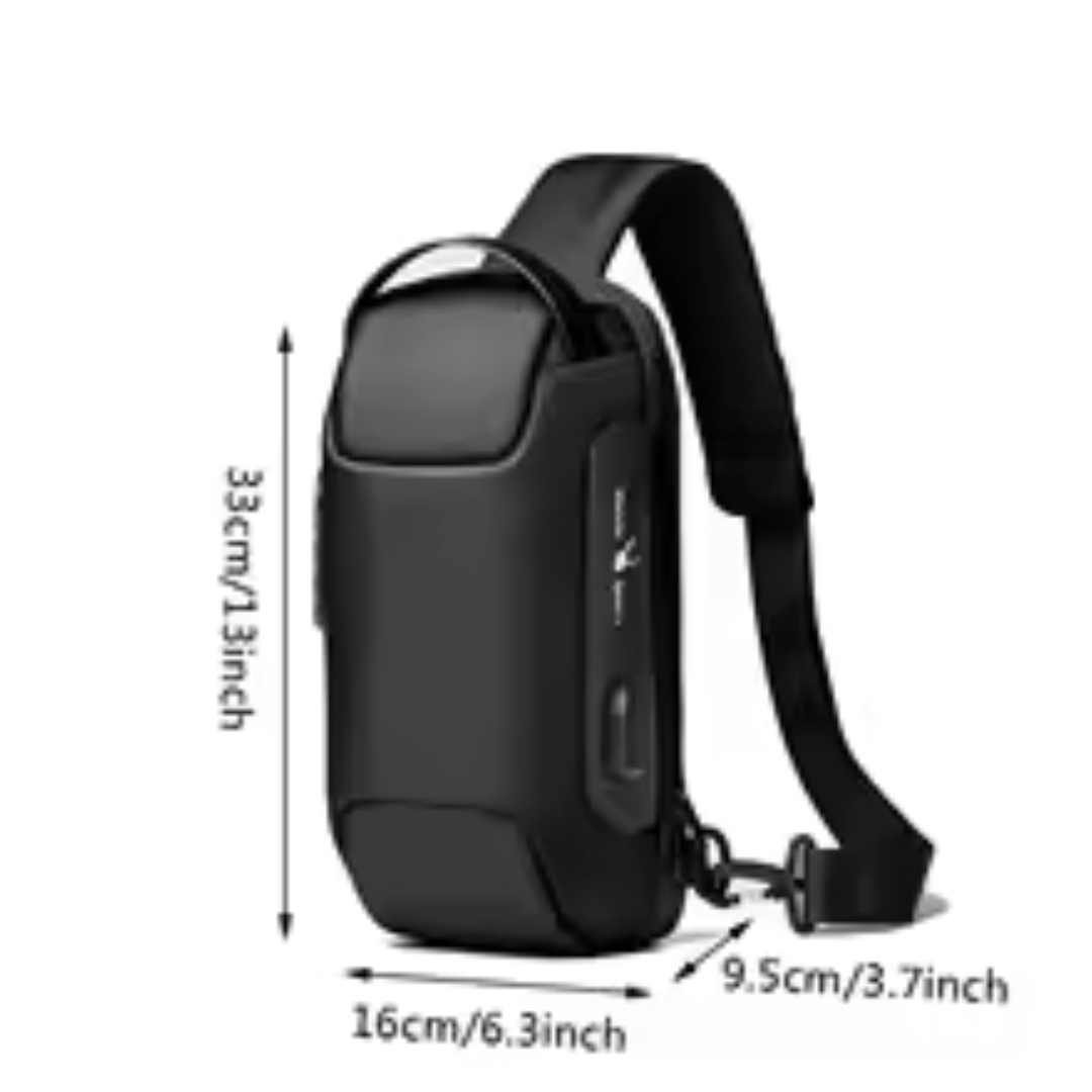 Nexus Pack, bolso cruzado usb para hombre con bloqueo de código antirrobo y localizador GPS